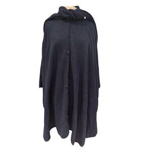 Alpaca Diana Black Capelet With Button Closure & Scarf Accessory